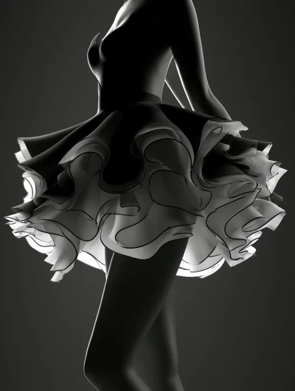 Foam Skirt in Black and White Studio