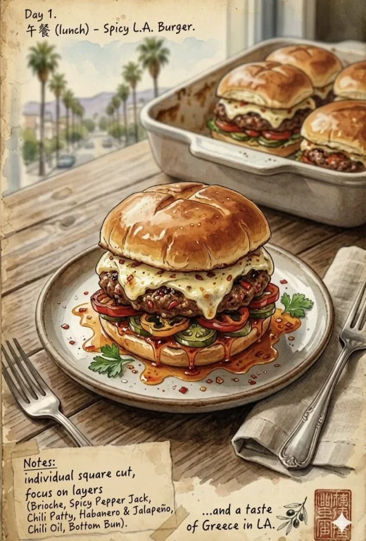 Watercolor journal captures spicy LA eats with Greek vibes