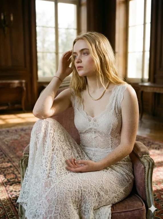 Sunlight dances through vintage lace in a quiet room