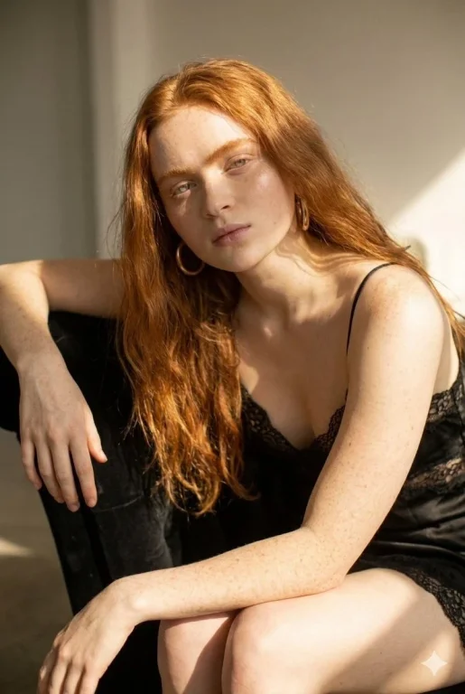 A woman reclines on black velvet in dramatic sunlight