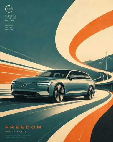 A retro-futuristic banana car speeds through abstract curves — Nano Banana 2 AI Prompt: Futurist retro-serigraph illustration of a [BRAND]-inspired [VEHICLE] concept sp...