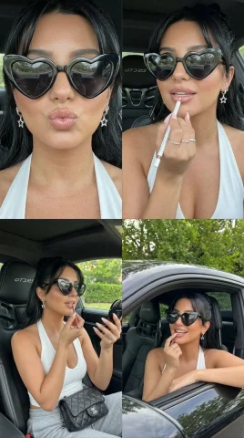 A glamorous woman poses in a Porsche 911 GT3 RS — Nano Banana 2 AI Prompt: Ultra-photorealistic 2x2 luxury car-girl collage, real photograph not illustrati...