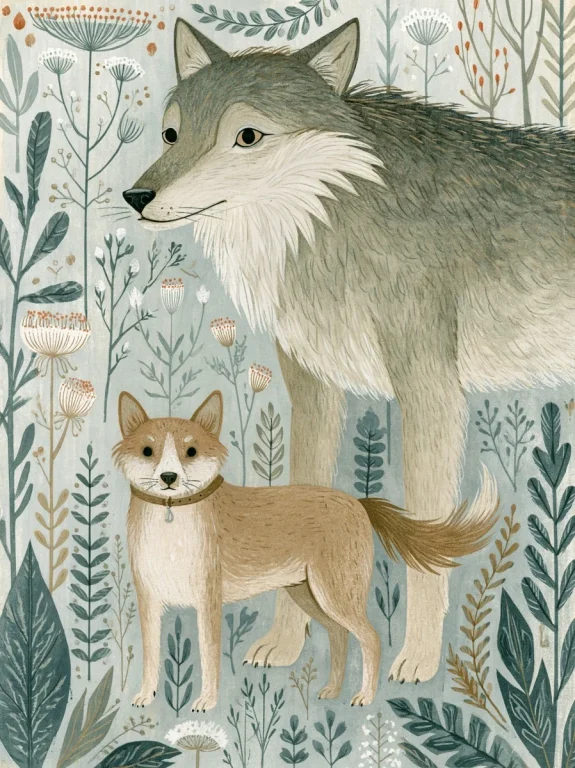 Collared Dog Meets Feral Wolf