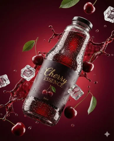 Create An Ultra-Realistic 3D Commercial-Style Product Shot Of A P — Nano Banana 2 AI Prompt: Create an ultra-realistic 3D commercial-style product shot of a premium cherry j...