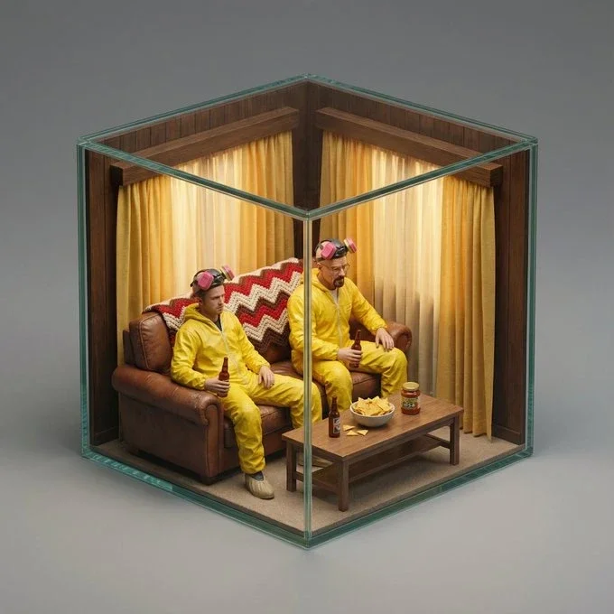 A Hyper-Realistic Isometric Miniature Diorama Encased In A Cubic