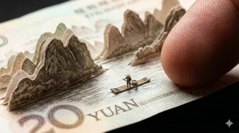 "Prompt": "Subject: Genuine Chinese 20 Yuan Banknote (Guilin Land