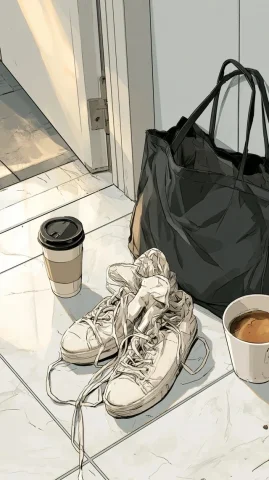 Korean Apartment Entrance — Midjourney v6 AI Prompt: close-up background of a Korean apartment entrance floor, emotional webtoon scen...