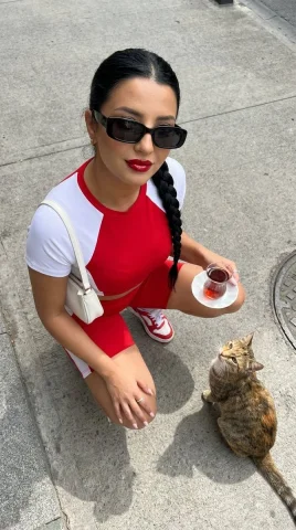 Urban Elegance: A Stylish Encounter — Nano Banana 2 AI Prompt: { "prompt": "A high-angle overhead ultra-photorealistic fashion photo of a s...