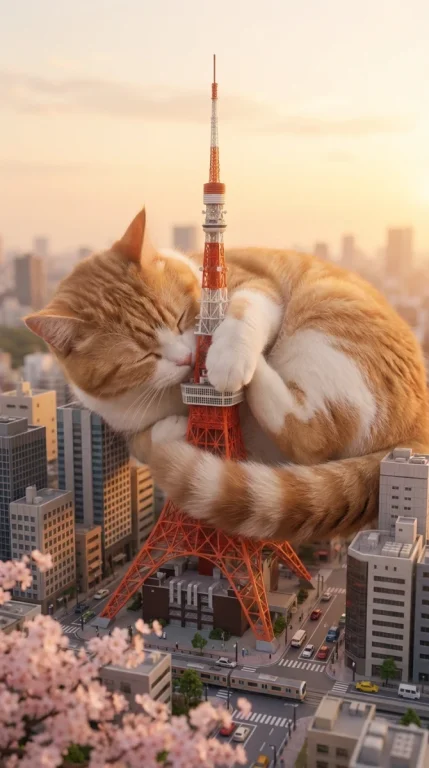 A Scene Where 【Tokyo Tower】Is Occupied By A Super Gigantic, A