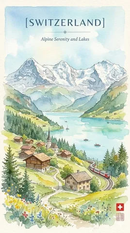 Heritage Meets Serenity: A Watercolor Journey — Nano Banana 2 AI Prompt: Watercolor travel poster that harmonizes the rugged heritage of the Hunza Valley...