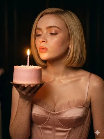 Elegance in Candlelight: A Romantic Birthday Portrait — Nano Banana 2 AI Prompt: { "image_prompt_data": { "subject": { "demographics": "B...