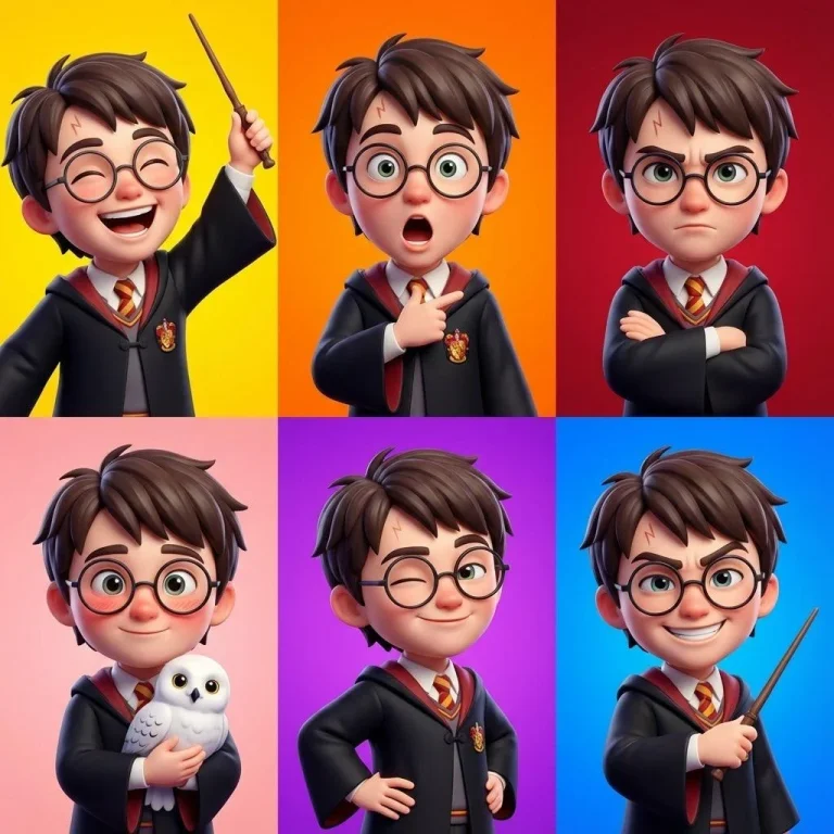 3×2 Collage Of Six Stylized 3D Caricature Portraits Of Name, Eac