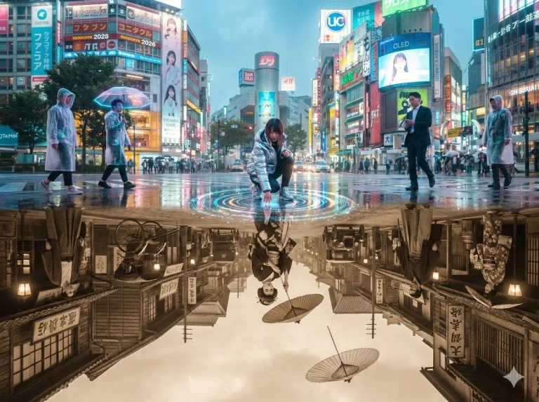 A Single, Perfectly Composed 4:3 Cinematic Photograph Of Shibuya
