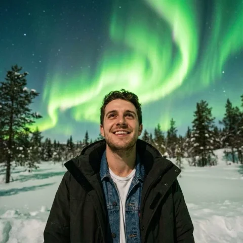 A Stunning Night Shot Shows The Person Attached In The Uploaded R — Nano Banana 2 AI Prompt: A stunning night shot shows the person attached in the uploaded reference image...