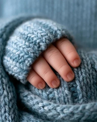 Newborn Hand Close-Up — Midjourney v6 AI Prompt: new born baby, hand, just hand be seen, proffesional studio photography --ar 4:5