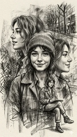 Expressions of an Artist: A Charcoal Journey — Nano Banana 2 AI Prompt: Create a multi-layered charcoal and graphite sketch on textured cream paper, fea...