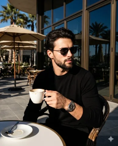 Confidence and Craftsmanship: A Portrait of Modern Elegance — Nano Banana 2 AI Prompt: An adult male sits angled forty-five degrees to the right, his weight centered a...