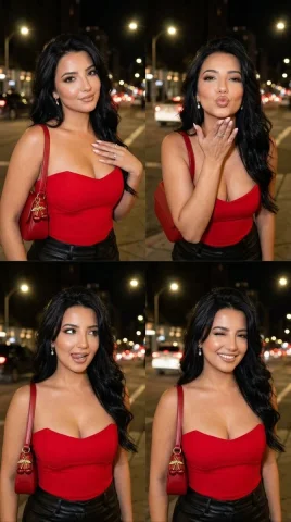 Glamorous Nighttime Expressions in Red — Nano Banana 2 AI Prompt: { "generation_request": { "meta_data": { "task_type": "2...