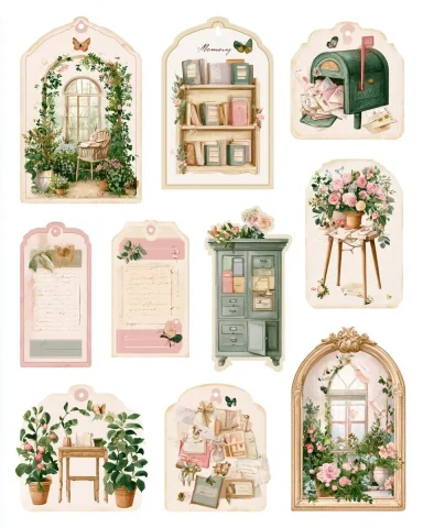 Vintage Paper Treasures — Nano Banana 2 AI Prompt: Printable vintage junk journal ephemera sheet featuring 8 unique illustrated pap...