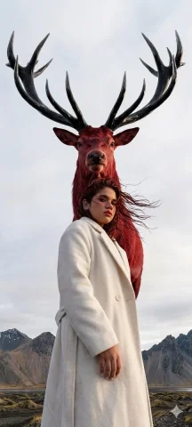 Ethereal Majesty: A Fashion Statement in Nature — Nano Banana 2 AI Prompt: Majestic landscape fashion photoshoot in the mountains. Shot from an extremely l...