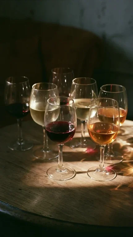 Glasses of Wine in Dark Room