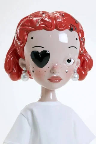 Futuristic Fashion Doll — Nano Banana 2 AI Prompt: Fashion character vinyl doll, shiny porcelain skin, futuristic glossy textured,...