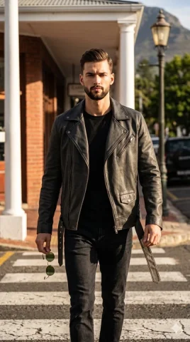 Urban Confidence: A Stride into Style — Nano Banana 2 AI Prompt: A tall, fit male model mid-stride, walking confidently directly towards the came...