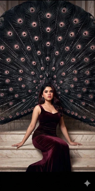 Regal Elegance: Velvet and Peacock Fusion