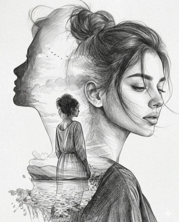 Whispers of Serenity: A Double Exposure Portrait