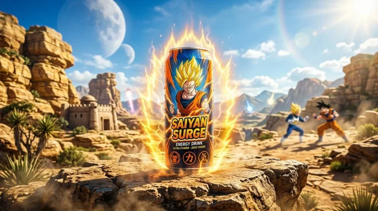 Banana Blast Energy Drink in Futuristic Cityscape