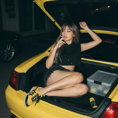 Chill Night in the Trunk — Nano Banana 2 AI Prompt: { "prompt_breakdown": { "subject_parameters": { "identit...