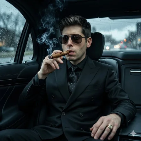 Modern Mafia Boss in Cinematic Noir — Nano Banana 2 AI Prompt: Create a hyper-realistic, cinematic portrait of me (use uploaded face) as a mode...