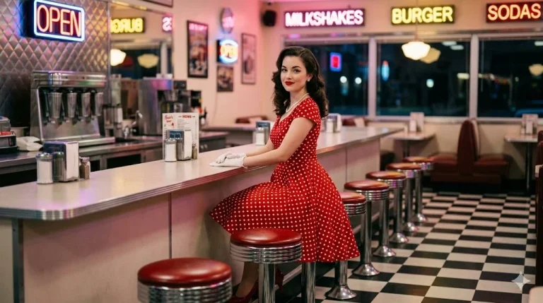 Glamour in a 1950s Diner