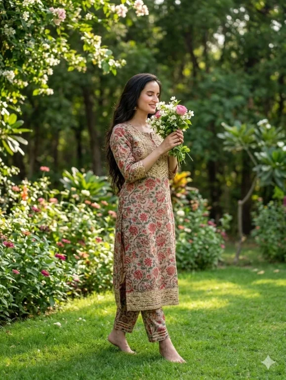 Golden Hour Portrait in a Blooming Garden