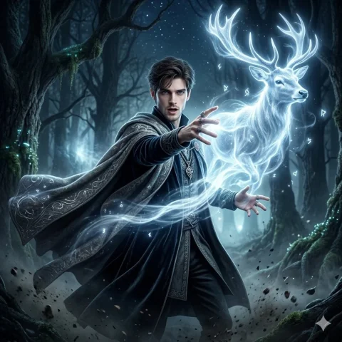 Enchanted Forest Spellcaster in Motion — Nano Banana 2 AI Prompt: Use the uploaded image as the character reference. Preserve the face, skin tone,...