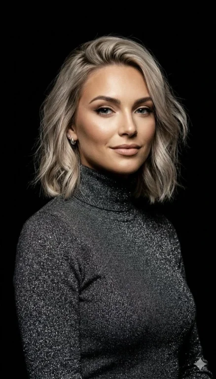 Ash-Blonde Elegance in Metallic Charcoal