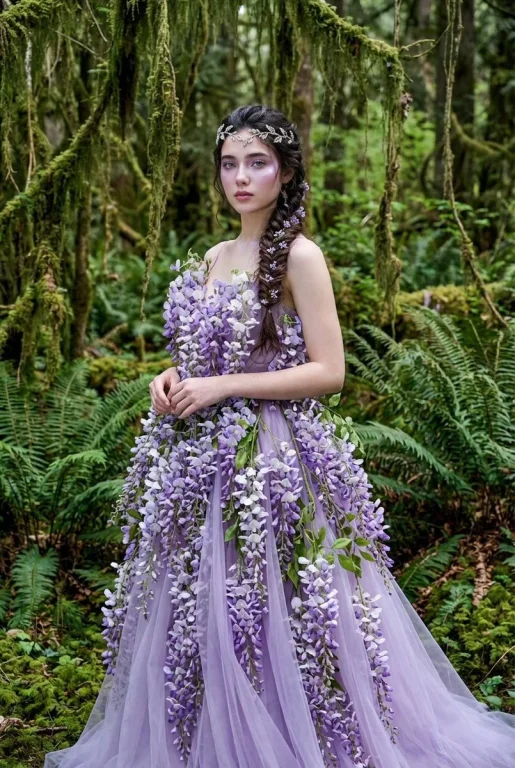 Lavender Wisteria Couture in Forest Light