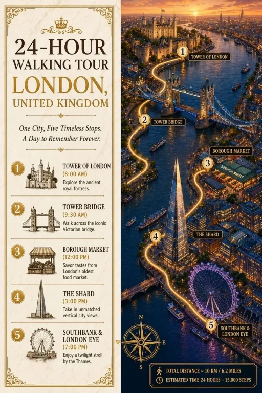 Timeless London: A 24-Hour Walking Tour Infographic