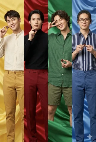 Colorful Expressions in Fashion: A Quadtych Exploration — Nano Banana 2 AI Prompt: { "image_structure": { "composition": "Four vertical panels, quadtyc...