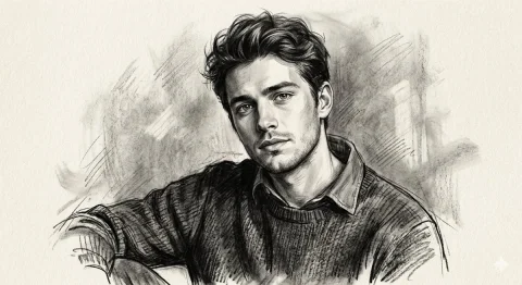 Chiaroscuro Charcoal Portrait of a Modern Man — Nano Banana 2 AI Prompt: { "image_generation_data": { "prompt": "Hyper-realistic charcoal dra...