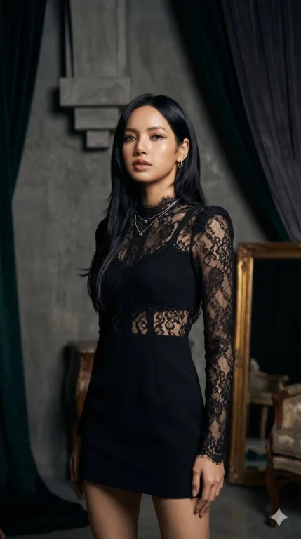 Elegant Noir: Jisoo in Black Lace