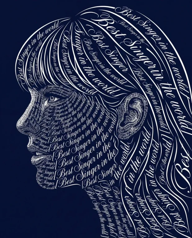 Calligraphic Profile in Navy Blue