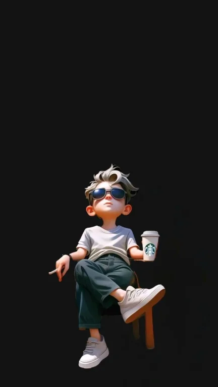 Chill Vibes: White-Haired Boy in Soft Spotlight