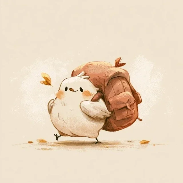 Chubby Bird With Oversized Backpack