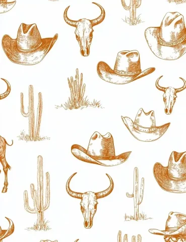 Monochrome Western Toile Pattern — Midjourney v6 AI Prompt: A seamless, symmetrical repeating pattern in the style of toile chinoiserie. The...