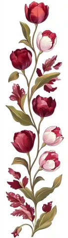 Morris-Style Tulip Border — Midjourney v6 AI Prompt: ornamental pattern on a white background in the style of William Morris. a borde...