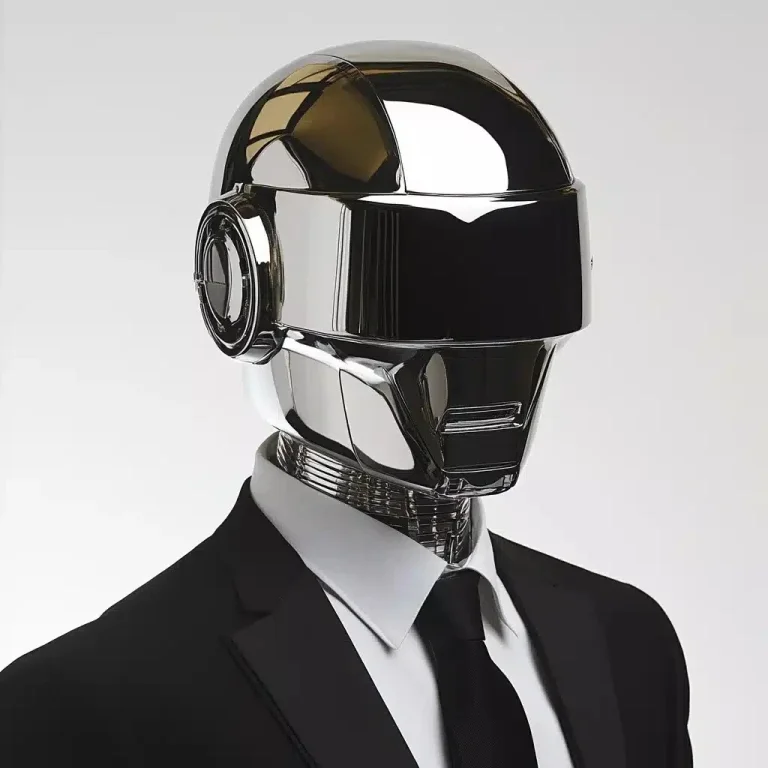 Chrome Helmeted Man Illustration