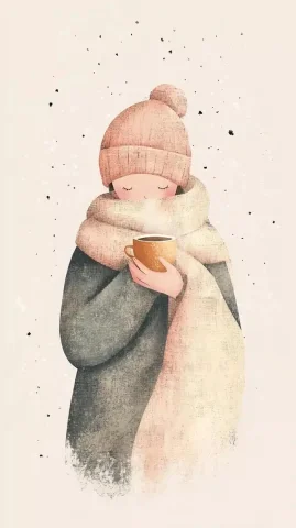Cozy Tea Scene Illustration — Midjourney v6 AI Prompt: A gentle and nurturing illustration for a canvas bag. Features a cozy scene of a...