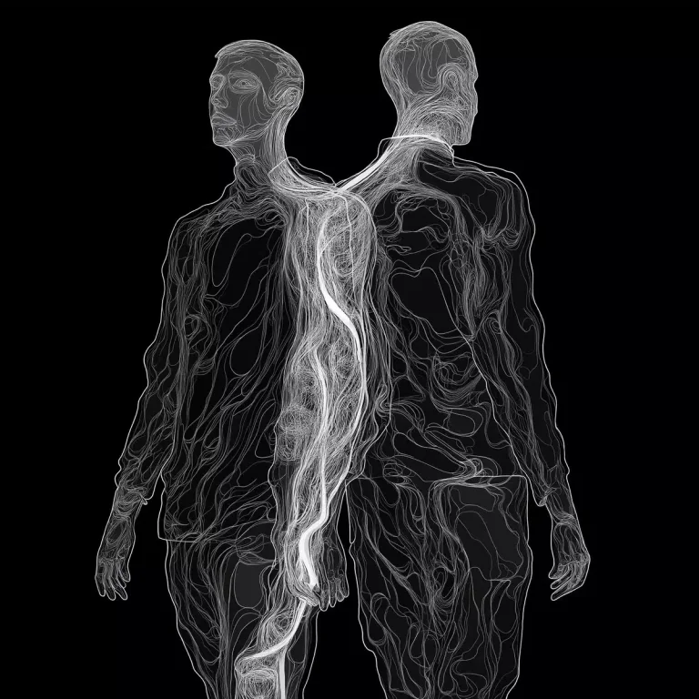 Intertwined Men in Surrealism