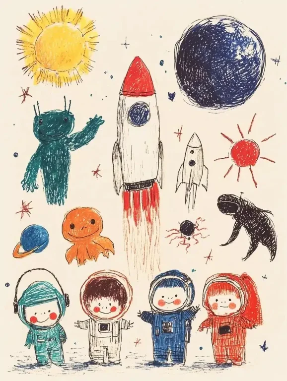 Cute Astronauts with Space Elements